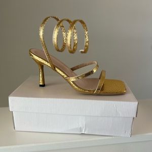 Gold Lace up Sandals